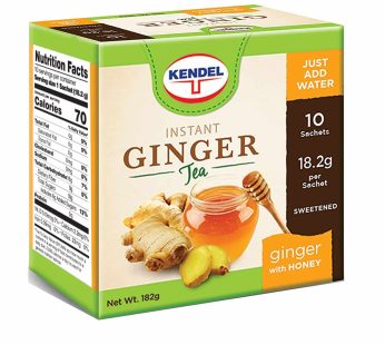 Kendel Instant Ginger Honey Tea, Caffeine Free (10 Sachets). Soothing flavor, Non-GMO